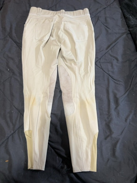Beige Elation Platinum Kneepatch Breeches, 28R