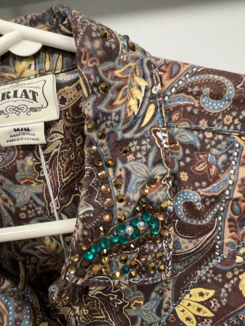 Brown Paisley Ariat Blouse, Medium
