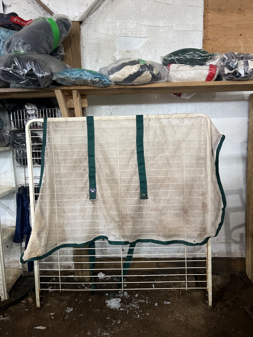 White with Green Binding Jack's Scrim, 76"