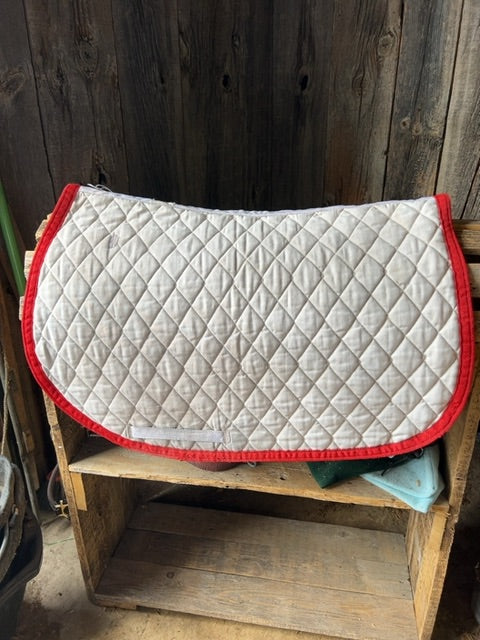 white with red trim Canpro Saddle Pads, full