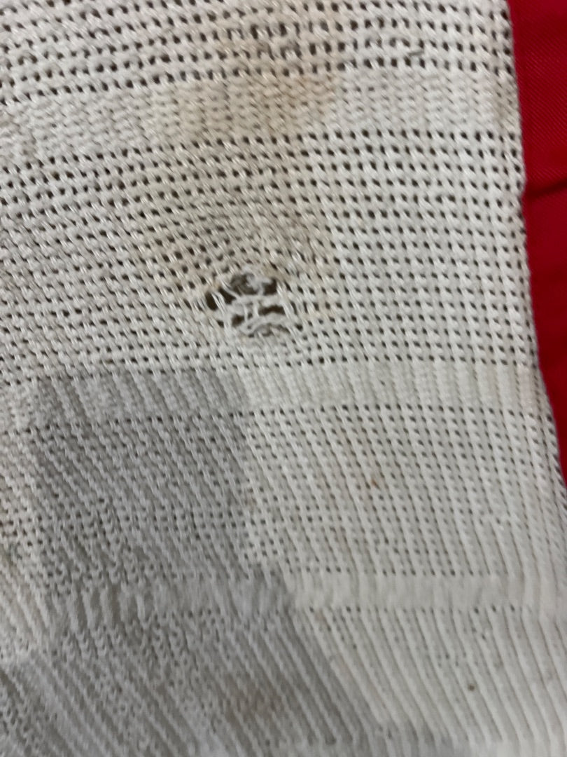 White with Red Trim Curvon Irish Knit Scrim