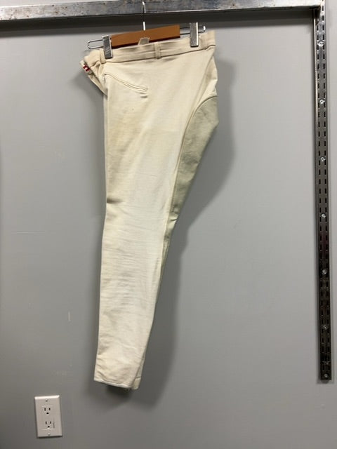 White  Leather Full Seat Breeches, 32L