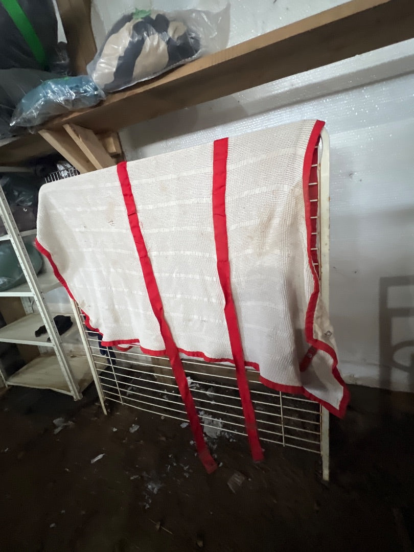 White with Red Trim Curvon Irish Knit Scrim
