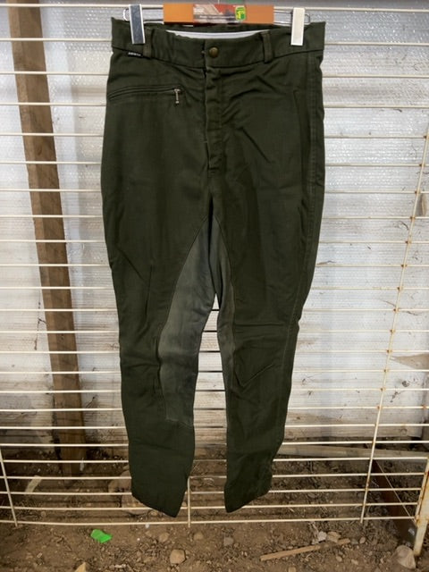 Green Arista Full Seat Breeches, 28R