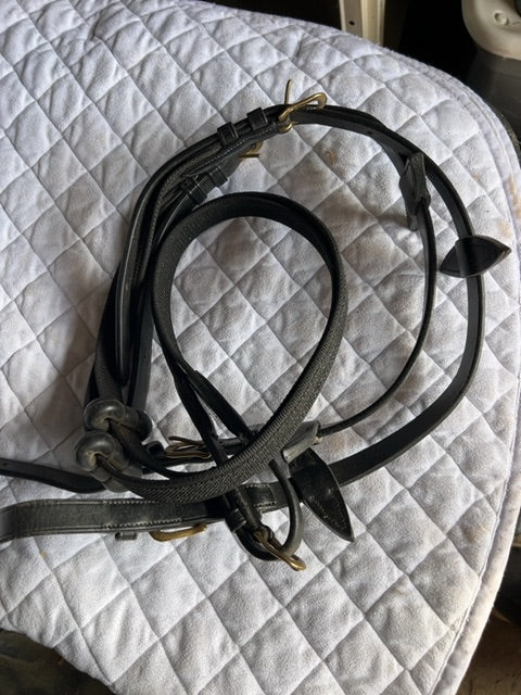 Black D'yon Adjustable Reins, 5/8"