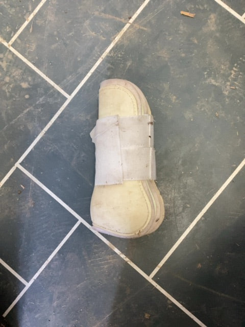 White  Open Front Boots, Large