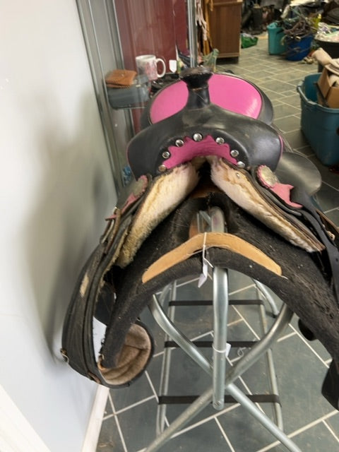 Black/Pink  Western Saddle, 12”