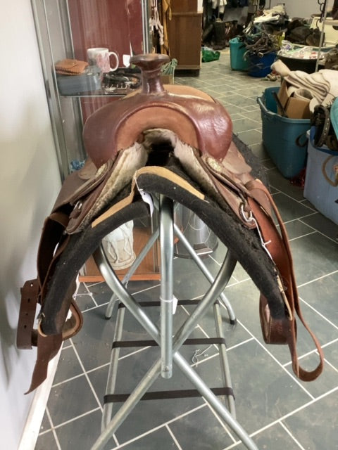 Brown Leather Western Saddle, 12" Seat