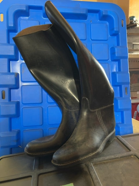 Black  Rubber Riding Boots, 9