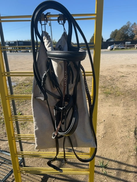 Black Guibert Paris Bridle with Rubber Reins, Full