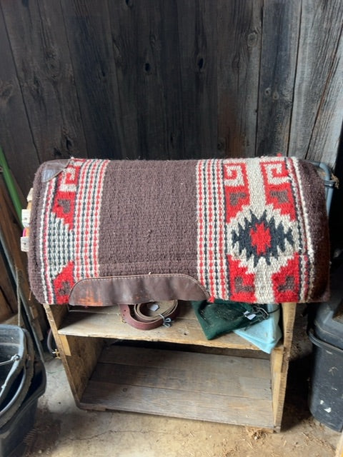 Brown/Red navajo felt lined  Saddle Pad, 30"