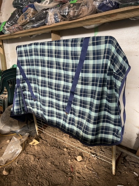 Blue Plaid  Cotton Sheet, 80”