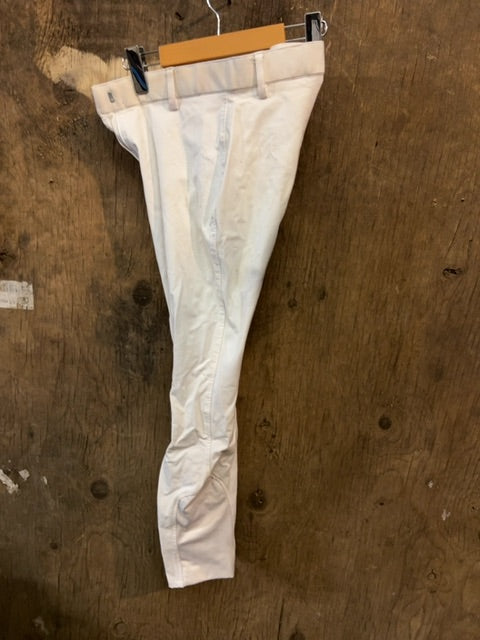White Elation Platinum Full Seat Breeches, 30R