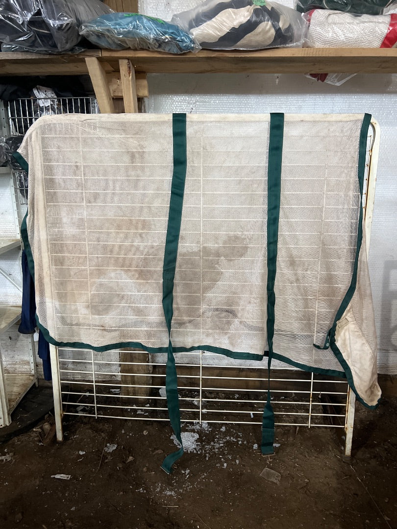 White with Green Binding Jack's Scrim, 76"