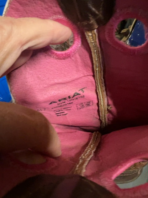 brown/pink Ariat Cowboy Boots, 7.5