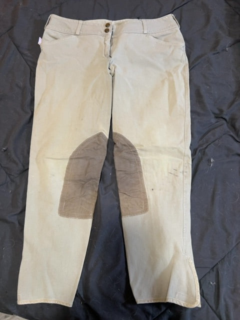 Beige Tailored Sportsman Kneepatch Breeches, 34L