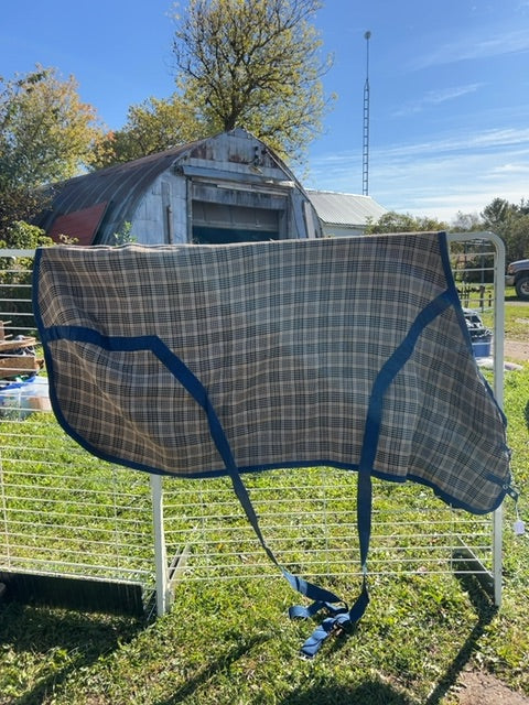 Plaid with Blue Trim Tackeria Heavy Stable, 75"