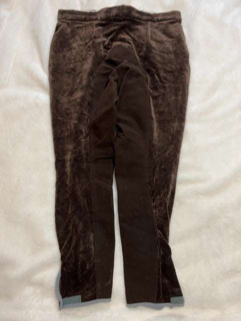 Brown Cordoroy Isabell Werth Full Seat Breeches, 32