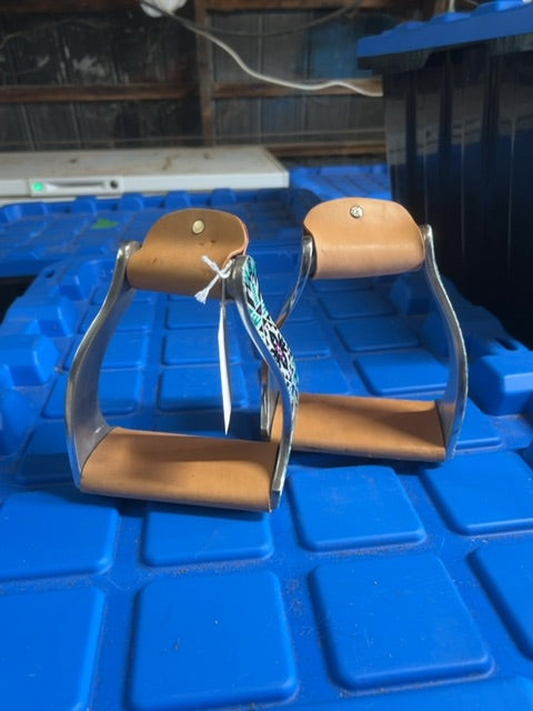 Turquoise Western Offset Aluminum Stirrup