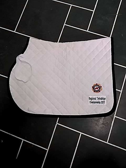 White with Green Trim Equimode Saddle Pad, Full