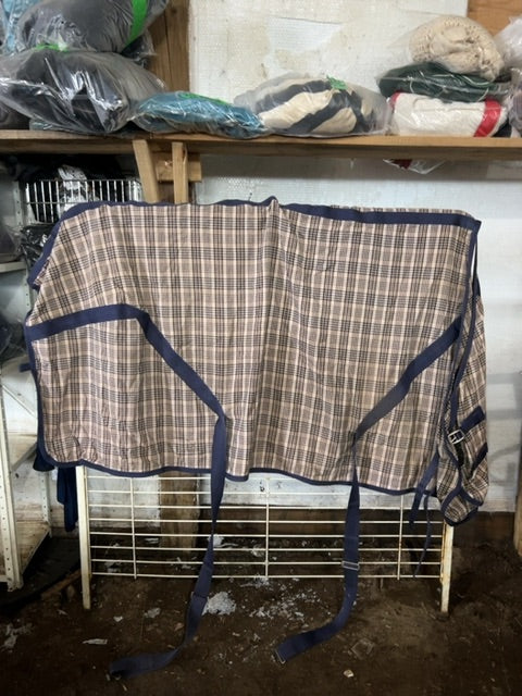 Baker Plaid Shedrow Stable Sheet, 82”