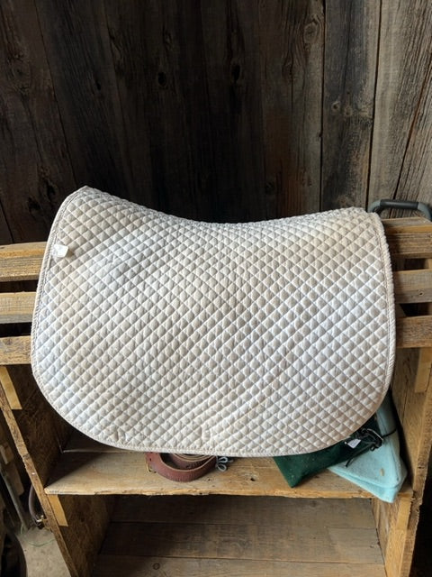 White with Gold/White Braid Shedrow Saddle Pads, Dressage