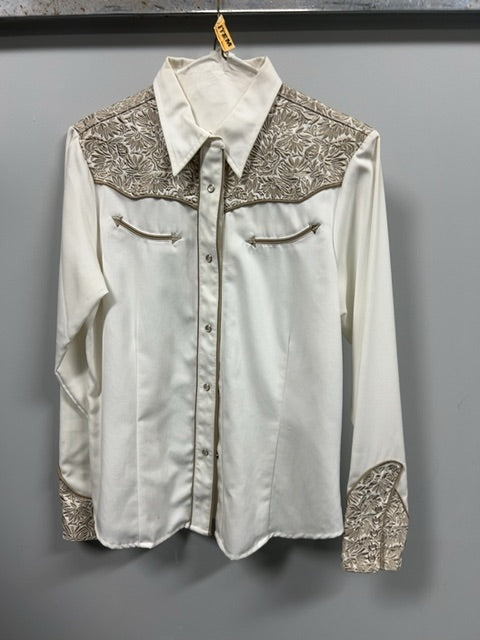 Cream Roper Show Shirt, Medium
