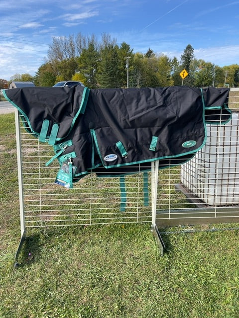 Black with Teal Weatherbeeta Winter Turnout, 57”