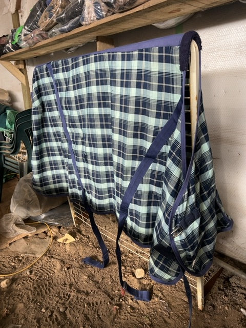 Blue Plaid  Cotton Sheet, 80”
