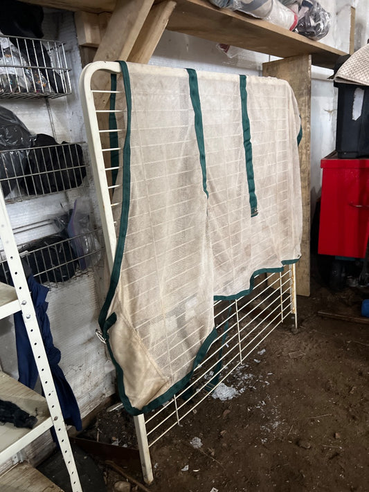 White with Green Binding Jack's Scrim, 76"