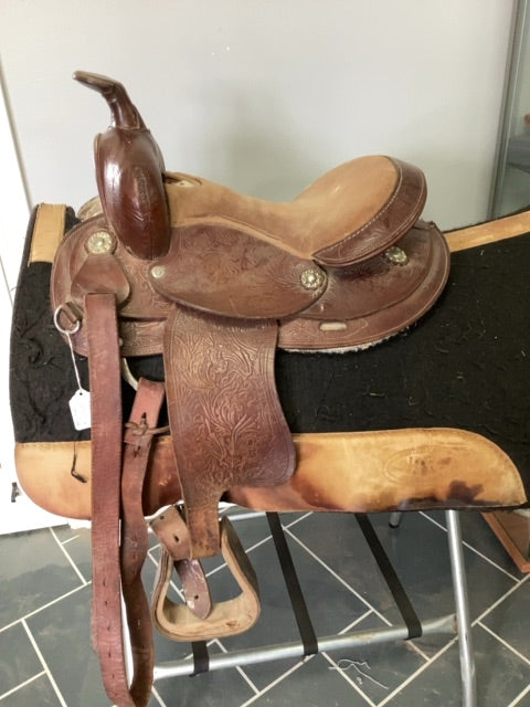 Brown Leather Western Saddle, 12" Seat