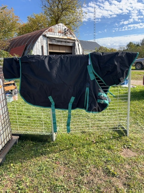 Black with Teal Weatherbeeta Winter Turnout, 57”