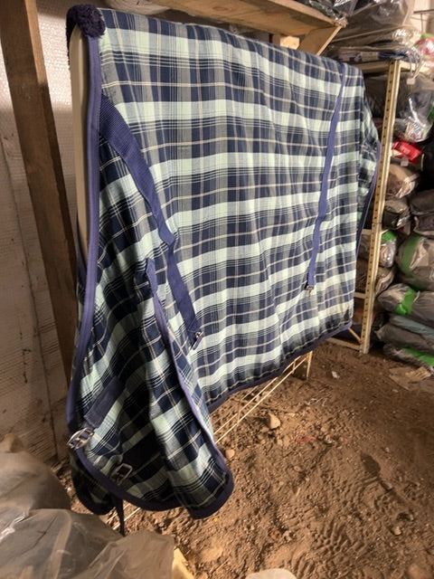 Blue Plaid  Cotton Sheet, 80”