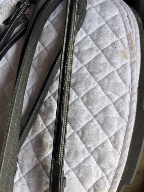 Black Val du Bois Raised Fancy Stitch Rubber Reins, Pony