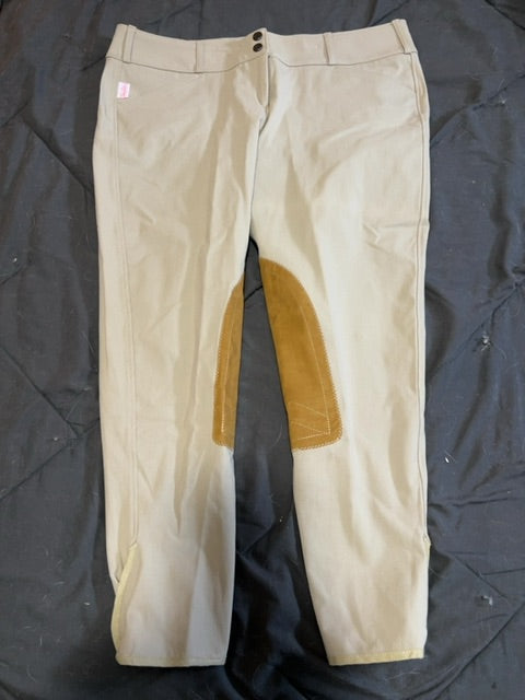 Beige Tailored Sportsman Knee Patch Breeches, 34