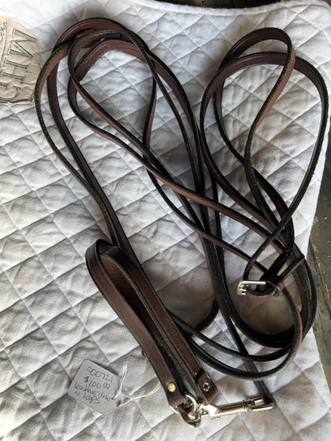 Brown Tory Leather Draw Reins with Loops