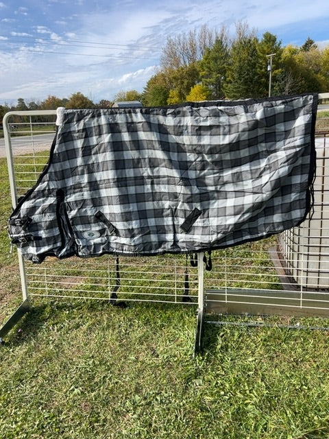 Grey Plaid Rugged Wear Stable Blanket, 81"