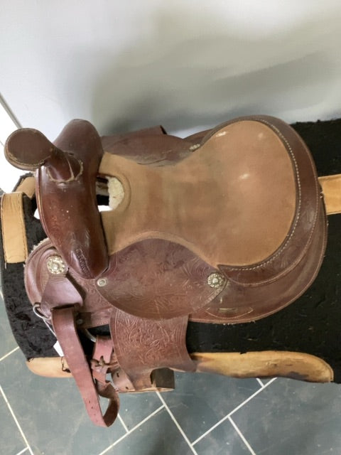 Brown Leather Western Saddle, 12" Seat