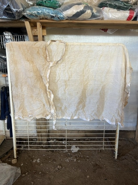64” White  Scrim With Red Binding