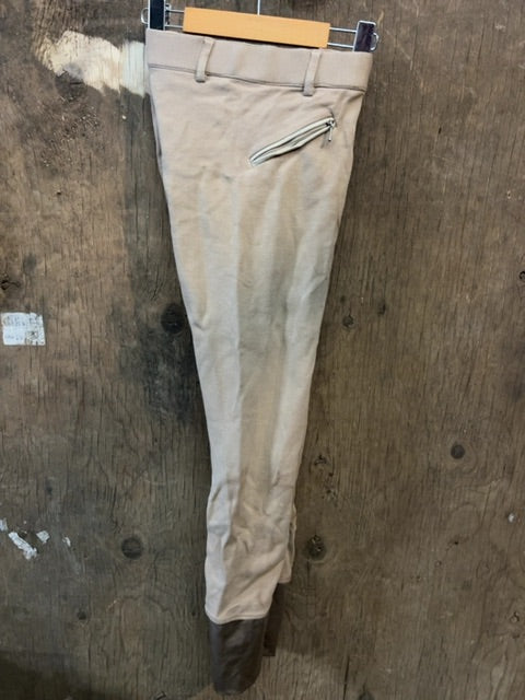Beige Elation Kneepatch Breeches, 34R