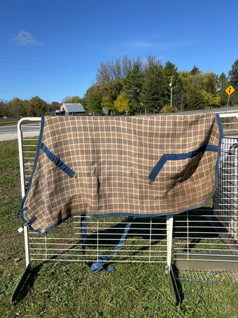 Plaid with Blue Trim Tackeria Heavy Stable, 75"