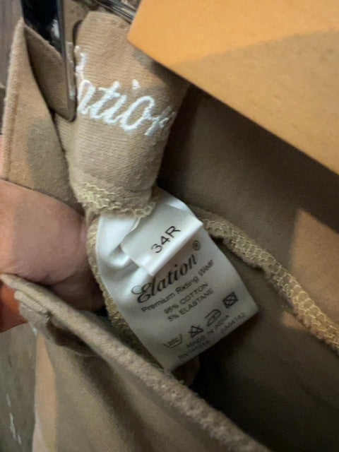 Beige Elation Kneepatch Breeches, 34R