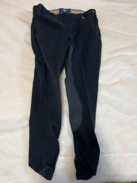 Black Miller Side Zip Full Seat Breeches, 34L
