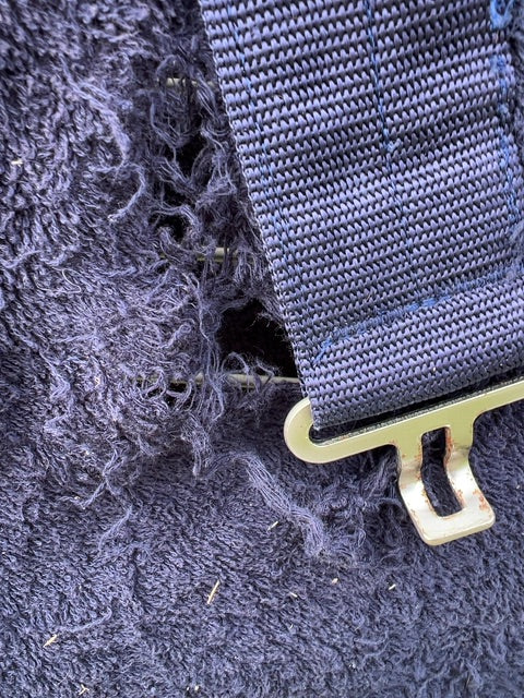 Blue Shedrow Terry Cooler with Adjustable Front, 74" at largest